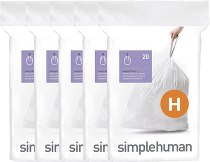 Code H 100 Count Custom Fit Liners, Drawstring Kitchen Trash Bags, One-by-One Mess-Free Dispense, Extra Thick &