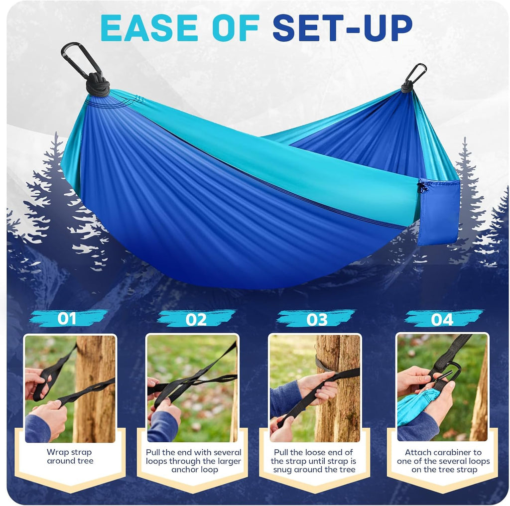 Camping Hammock Lightweight, Portable Hammocks Parachute Hammock with Two Tree Straps, Single or Double Travel Swing