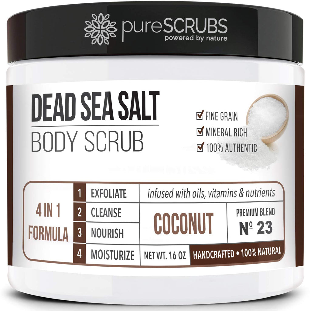 Premium Coconut Body Scrub Set, Exfoliating Dead Sea Salt Scrub