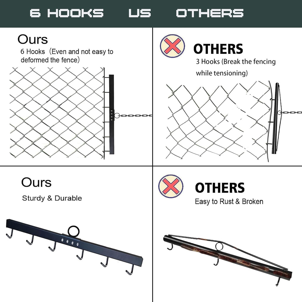 31.5" Fence Stretcher Bar 6 Thickened Hooks Steel Chain Link Fabric Fence Stretcher Woven Wire Fence Stretcher Fabric