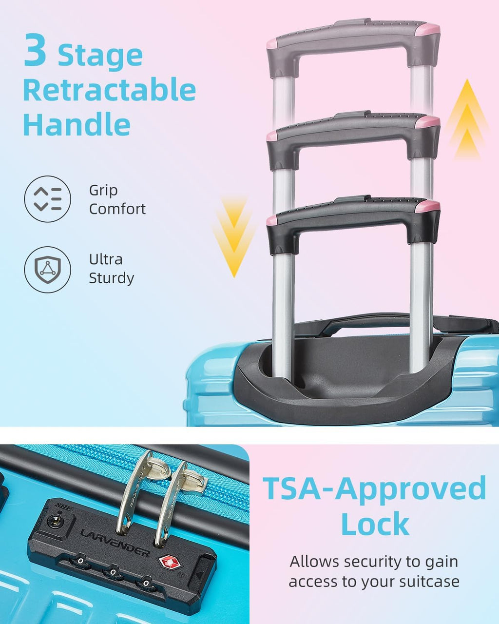 Carry on Luggage 22x14x9 Airline Approved, Expandable 20 Inch Hardside Large Suitcase with Wheels TSA Lock