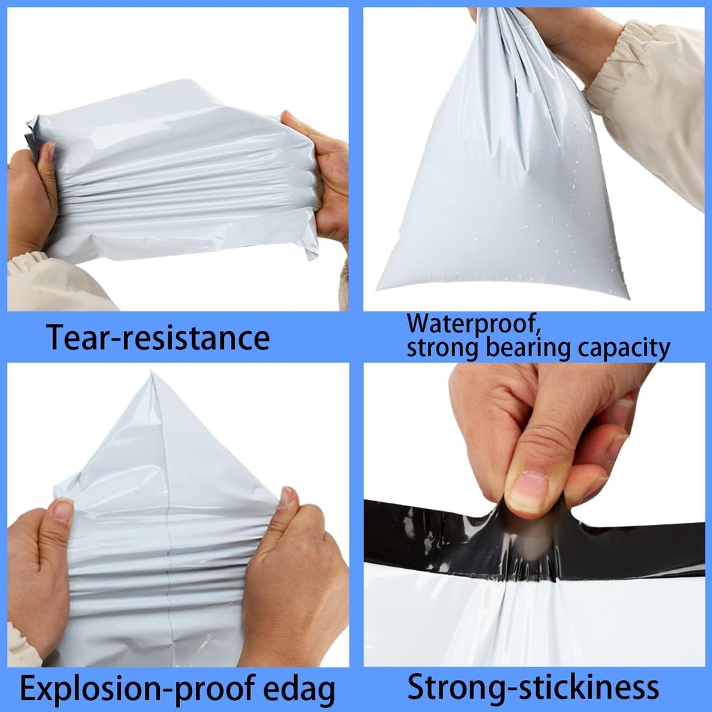 200pcs Poly Mailers Shipping Bags Mailing bags 10x13" / 250x350mm+50mm White Shipping Envelopes Self-sealing Adhesive