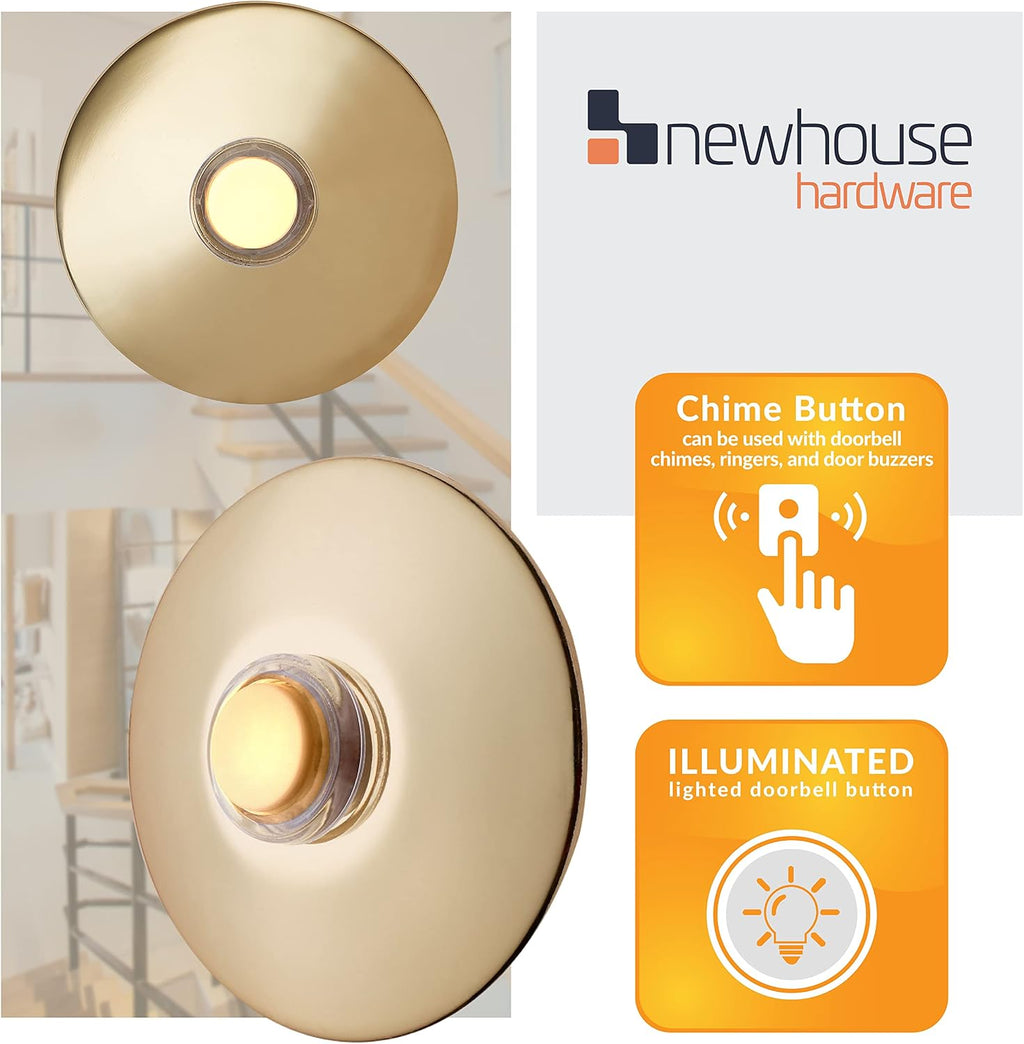 BR5WL Lighted Doorbell Button, 1-Pack, Brass