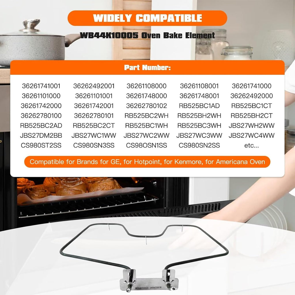 WB44K10005 WB44K10001 WB30X46987 Oven Bake Element Fit for Hotpoint Range RBS330DR2WW RBS360DM1BB RBS360DM1WW RBS360DM2BB RBS360DM2WW RBS360DM3WW RBS400G*M1SH by YTXXDEUS