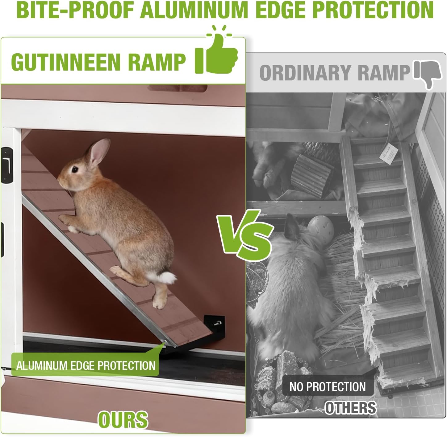 2-Story Rabbit Hutch for 1-2 Bunnies - Indoor Outdoor Wooden Guinea Pig Cages with 4 Wheels, 2 Pull-Out Trays, 5