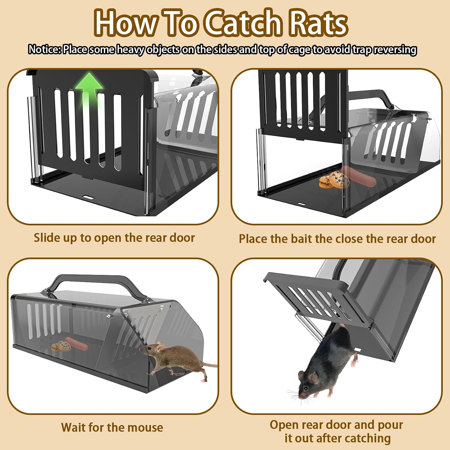 Mouse Trap Humane - Mouse Traps Work Chipmunk Rodent Trap for Indoors and Outdoors, No Kill Mouse Trap, Catch and