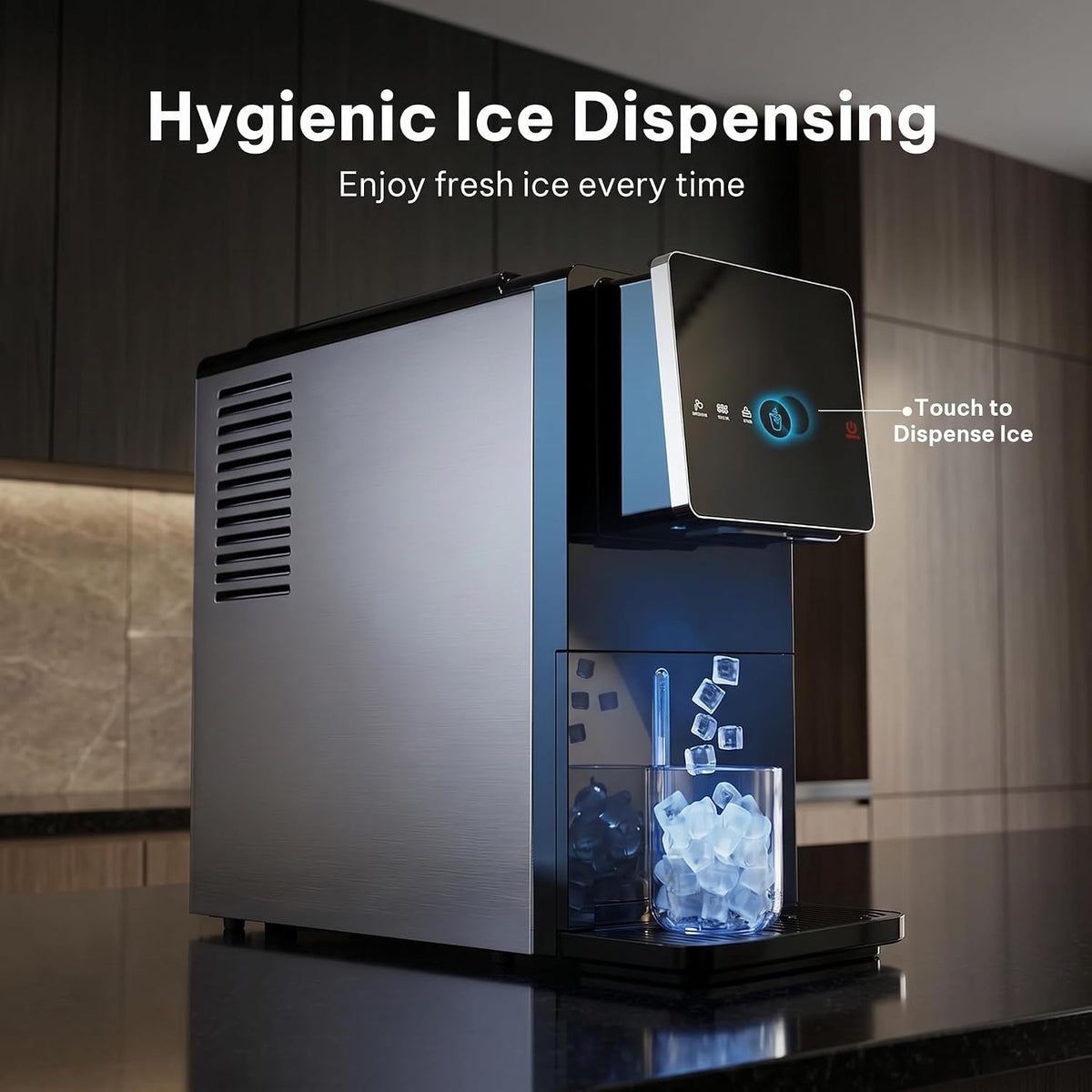 Nugget Ice Maker Countertop, Self Dispensing Ice Machine with Auto Drop System, Self Cleaning Portable Ice Maker, 40