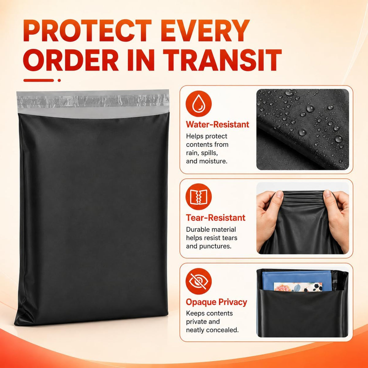 Poly Mailers 19x24 250PC Large Shipping Bags for Business Black