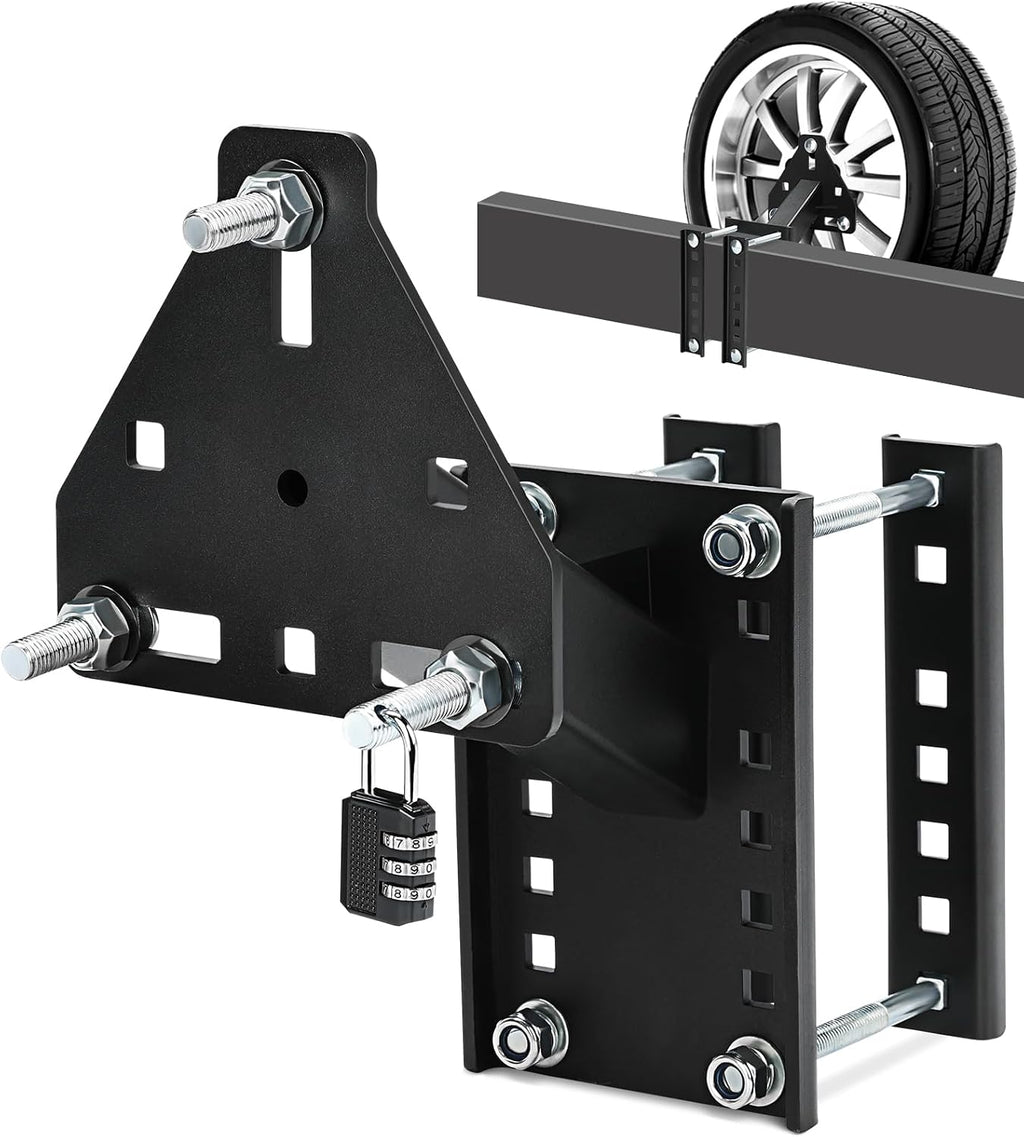 Universal Spare Tire Carrier & Mount with Lock, Heavy Duty Steel Mount Fits 4, 5, 6 Lug Trailer Wheels, Bolt-On