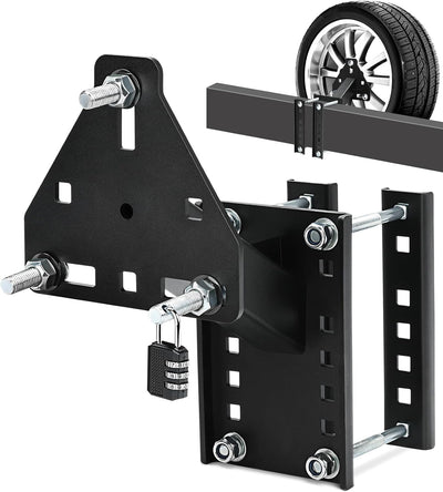 Universal Spare Tire Carrier & Mount with Lock, Heavy Duty Steel Mount Fits 4, 5, 6 Lug Trailer Wheels, Bolt-On