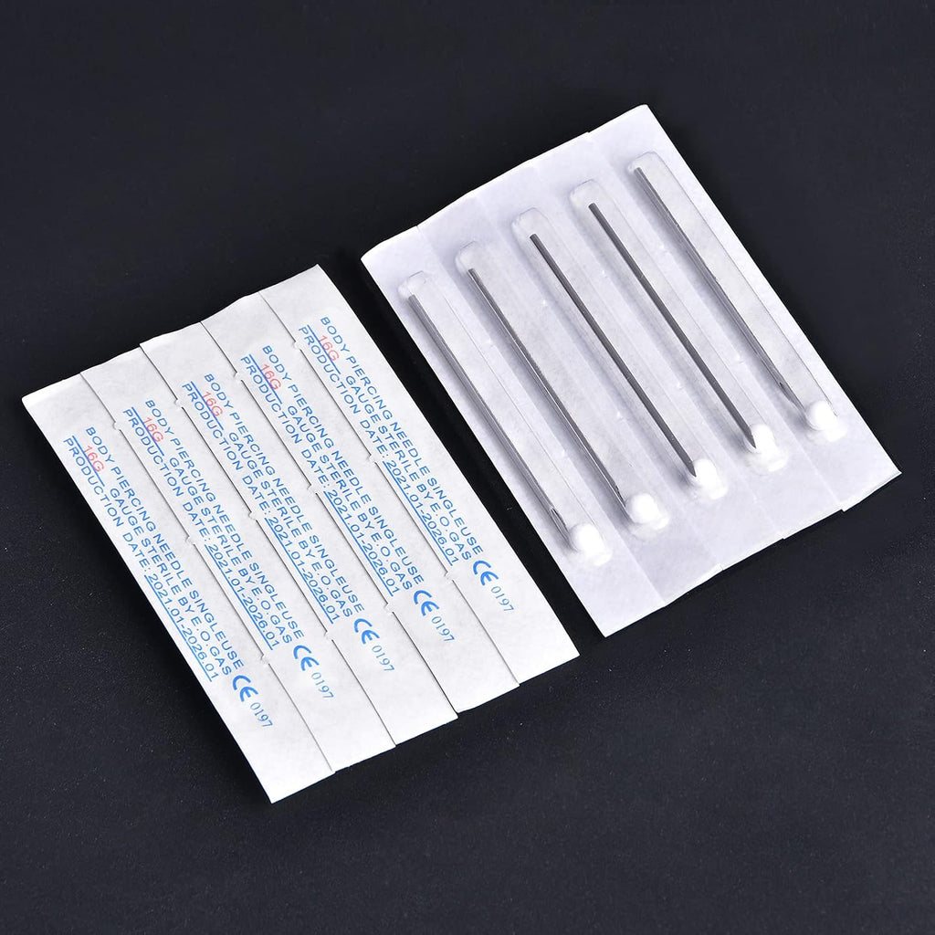 Piercing Metal Clamps Forceps with 20Pcs Piercing Needles Surgical Stainless Steel Piercing Clamps for Belly Nipple
