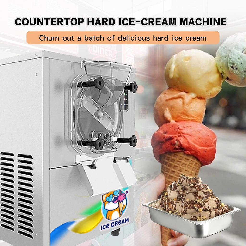Commercial Small Countertop Hard Ice Cream Machine, Desktop hard ice cream maker for small business - 4 Gal/Hour