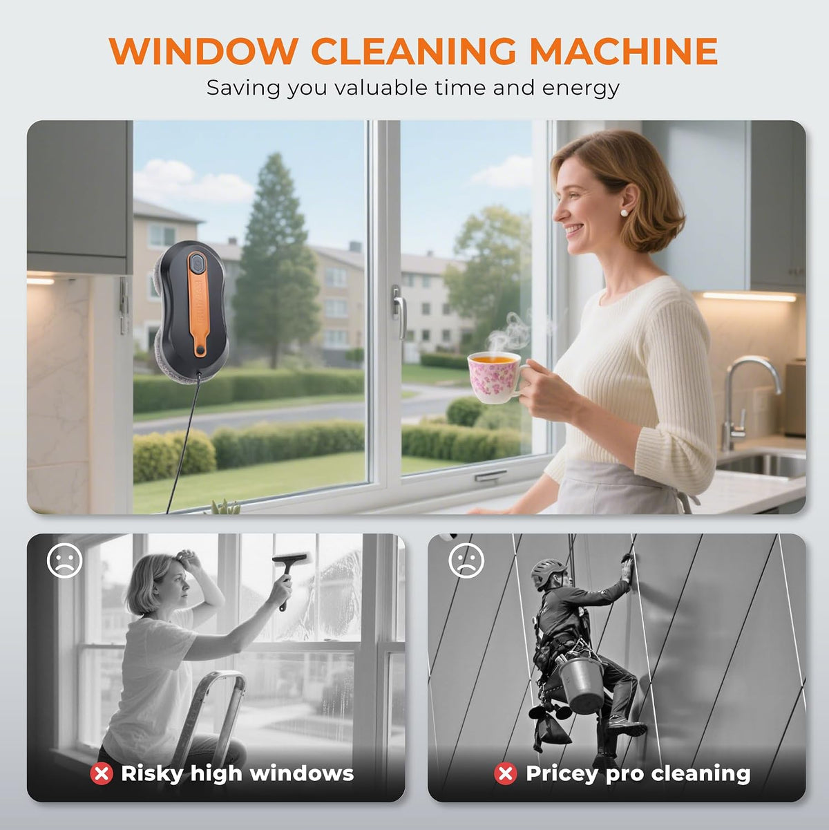 Automatic Window Cleaner Robot with Dual Direction Auto-Spray