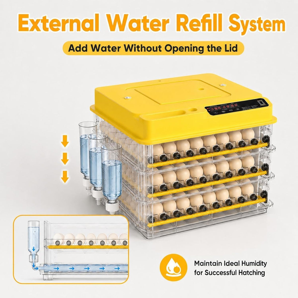 216 Egg Hatching Incubator, Auto‑Turner Temp Control Candler