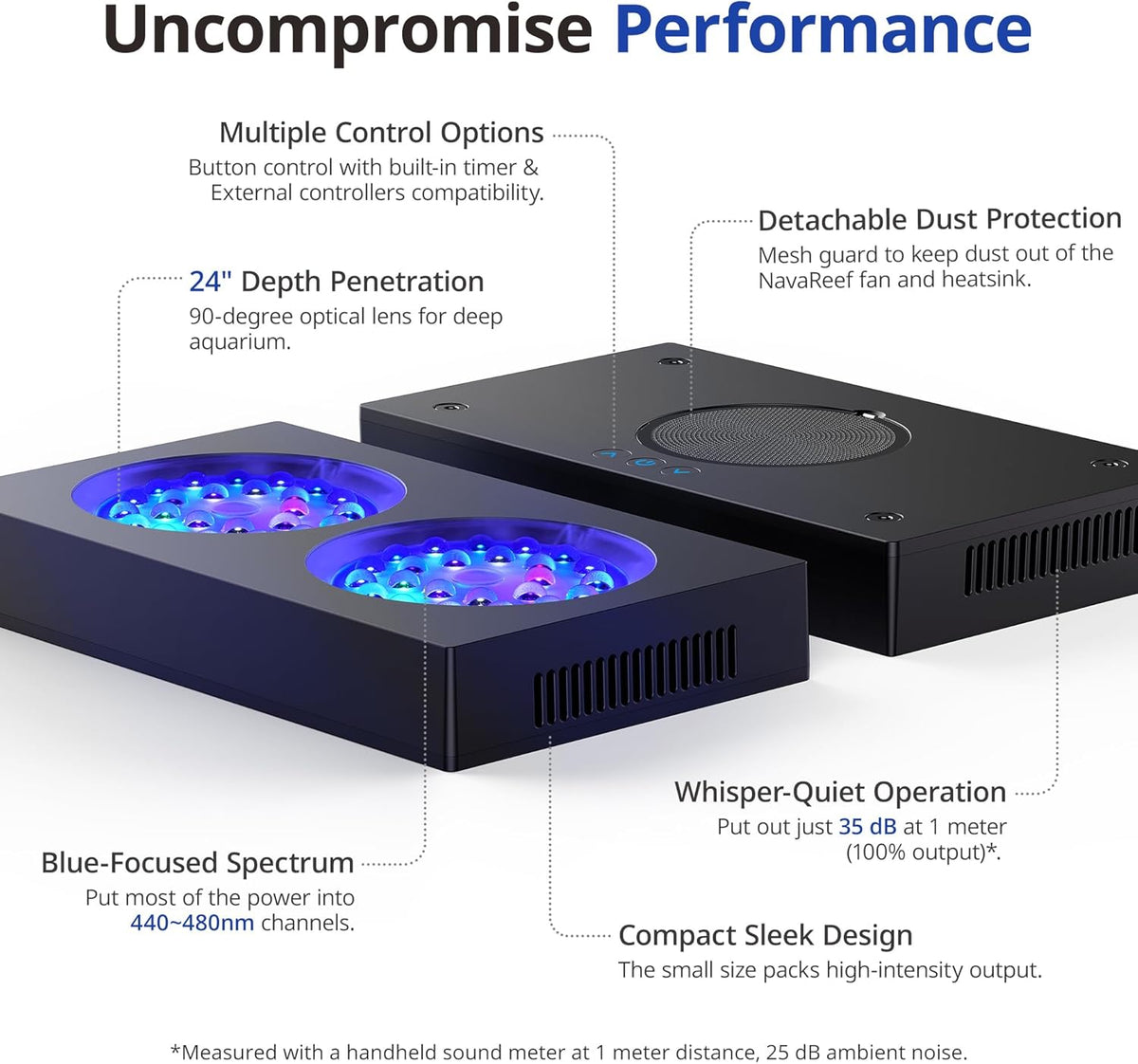 NavaReef LED Reef Light, 65W Aquarium Lighting for Soft/LPS Corals