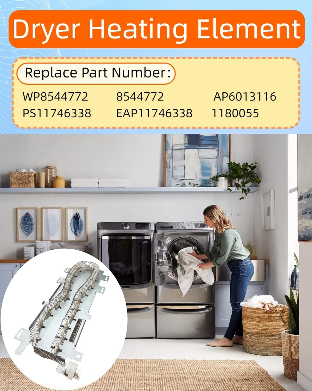 WP8544772 8544772 Dryer Heating Element Compatible with Whirlpool