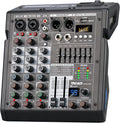 4 Channel Audio Mixer for Home Audio, Sound Mixer Board with USB Interface, 99 DSP Effects, 48V Phantom Power, XLR