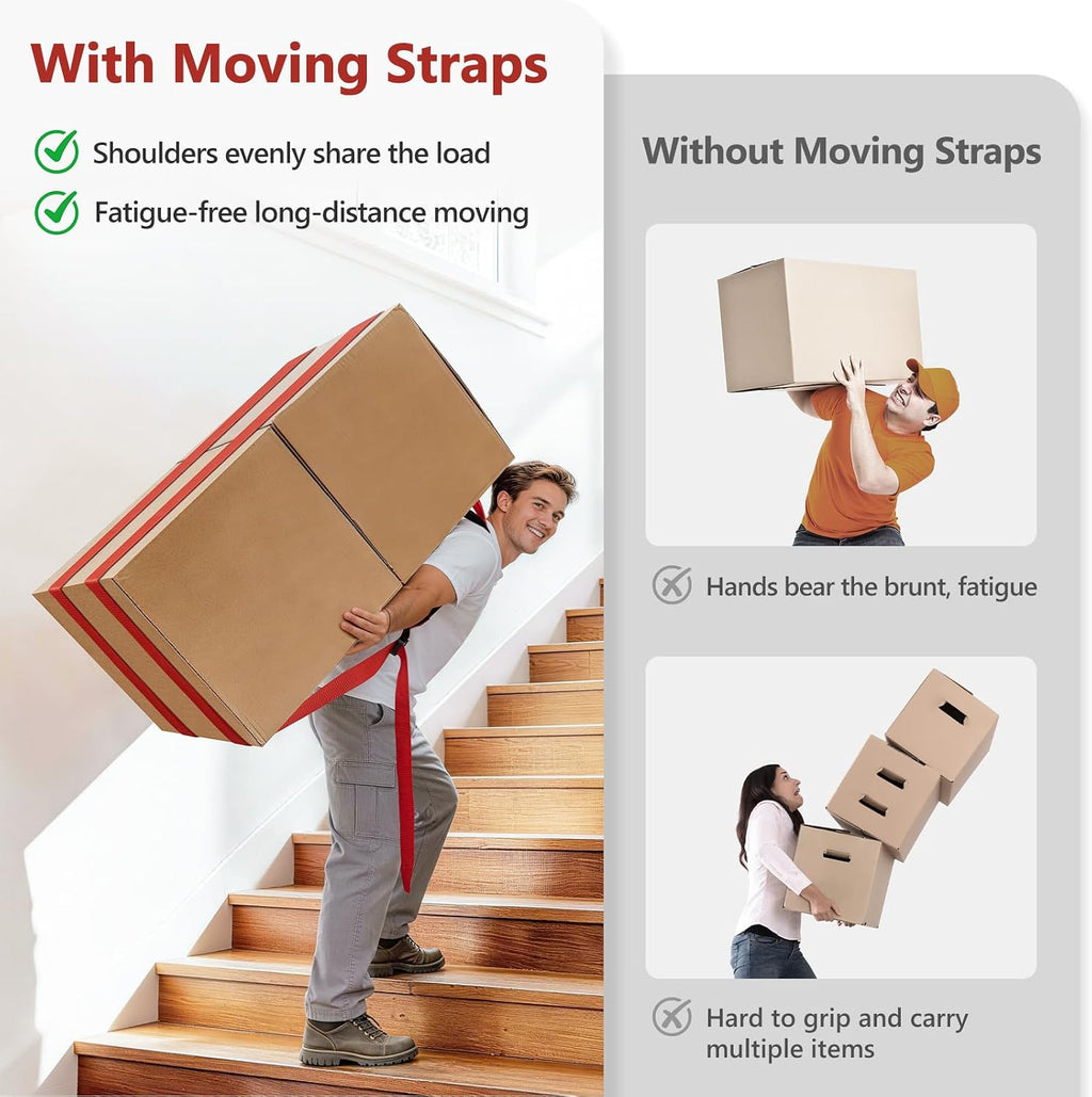 Moving Straps 1 Person-Back Carry, Lifting Straps Moving Free Your Arms, Heavy Duty Strap for Appliance, Thicken