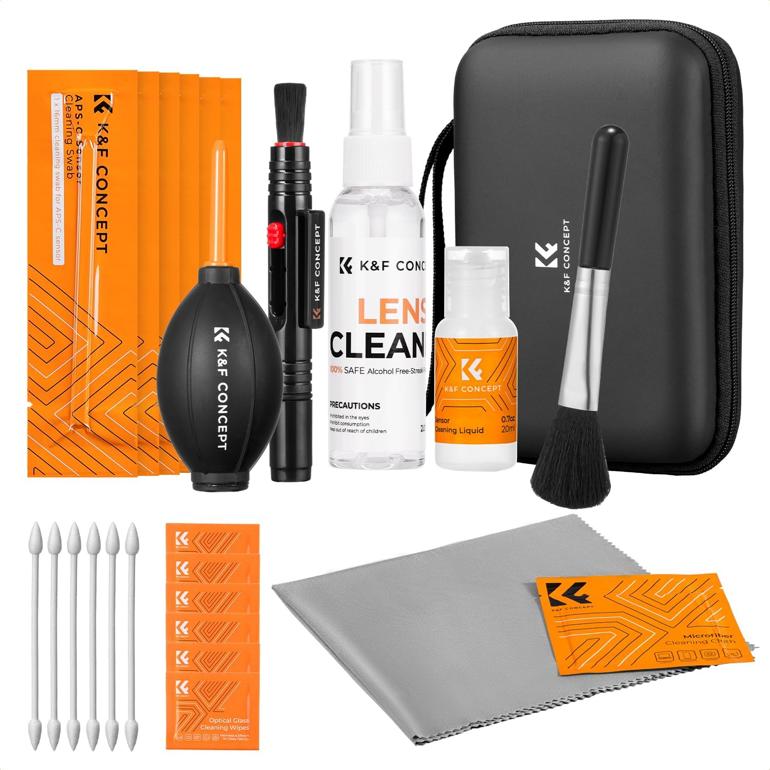25 in 1 Camera Pro Cleaning Kit, APS-C Lens and Sensor Cleaner | 16mm Vac-Sealed Swabs,Lens Pen,60 and 20ML Lens