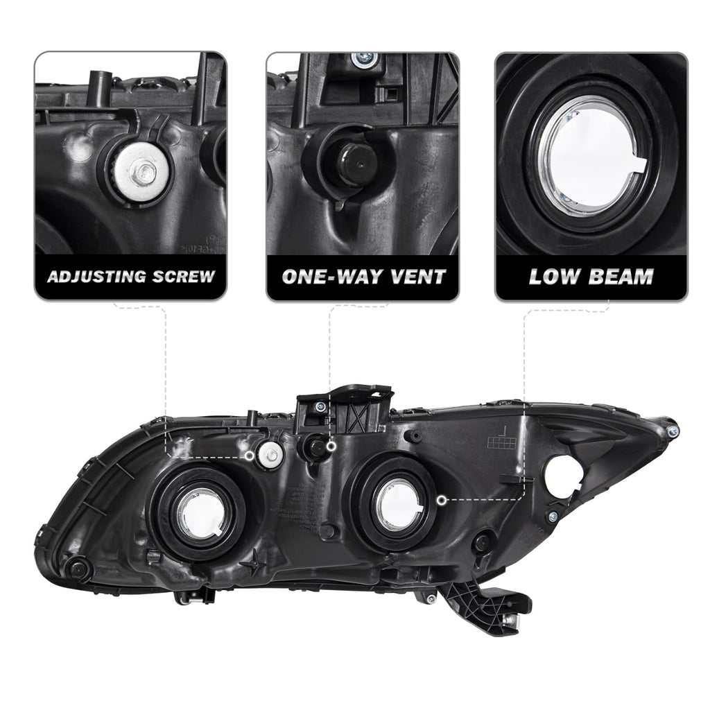 Halogen Headlight Assembly for 2012-2015 Honda Civic Sedan 4-Door