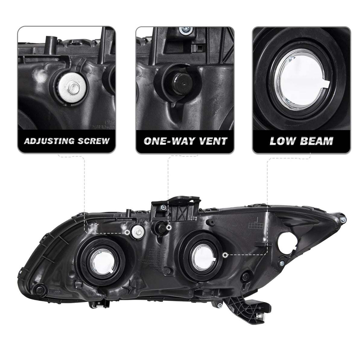 Halogen Headlight Assembly for 2012-2015 Honda Civic Sedan 4-Door