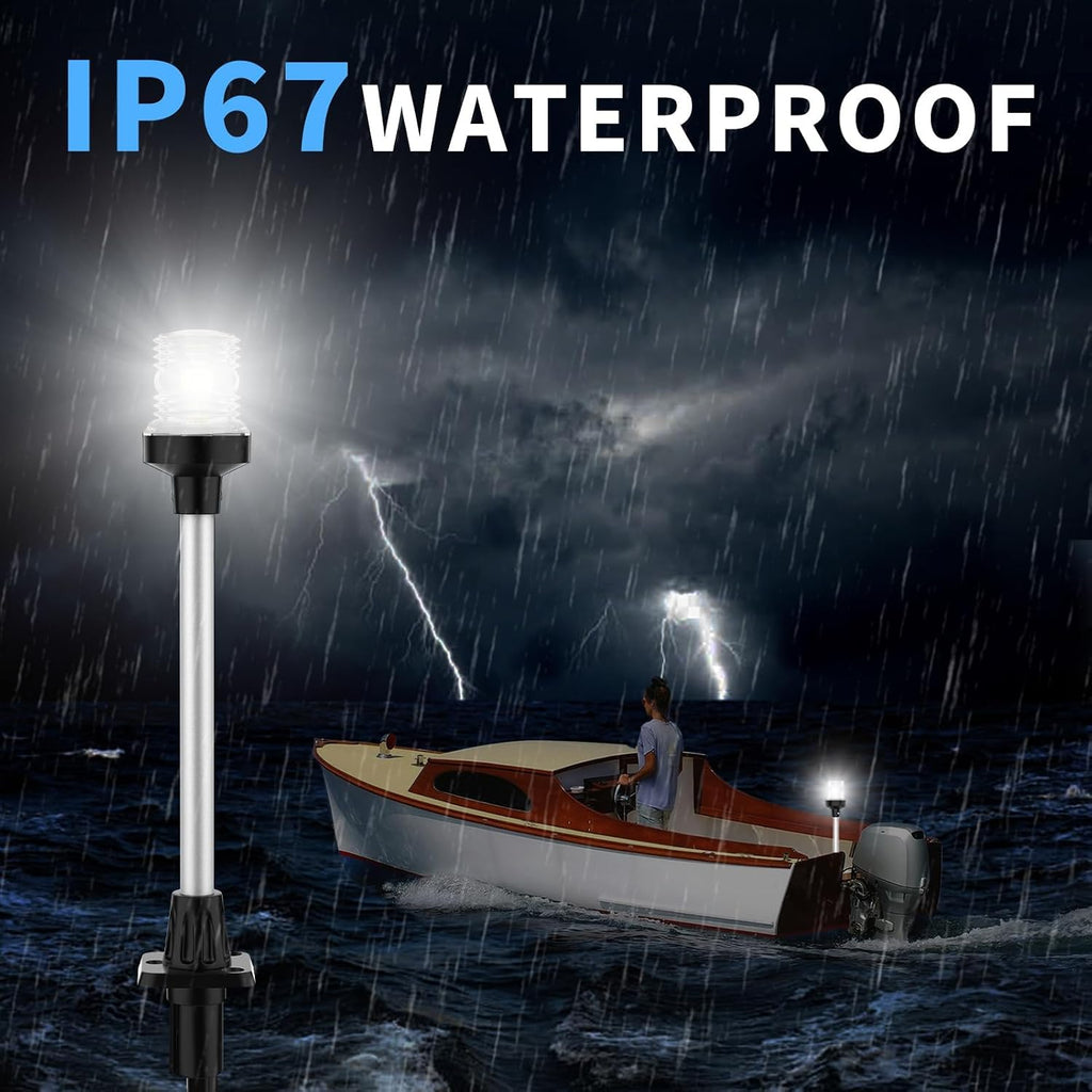 Obcursco LED Boat Stern Lights, 3NM LED Anchor Light with Base