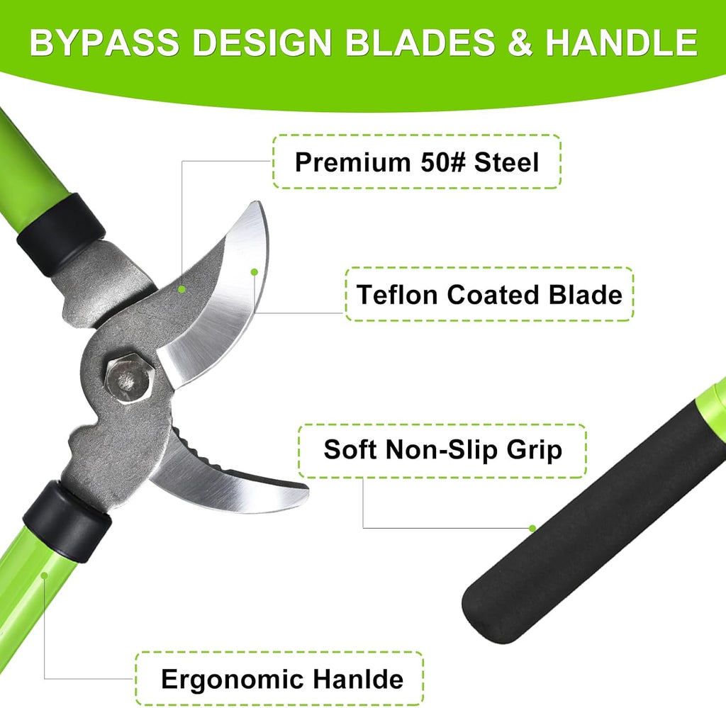 Garden Shears Set with Bypass Pruning Shears & Loppers，Lightweight Garden Clippers for Backyard Gardening, Rose Bush