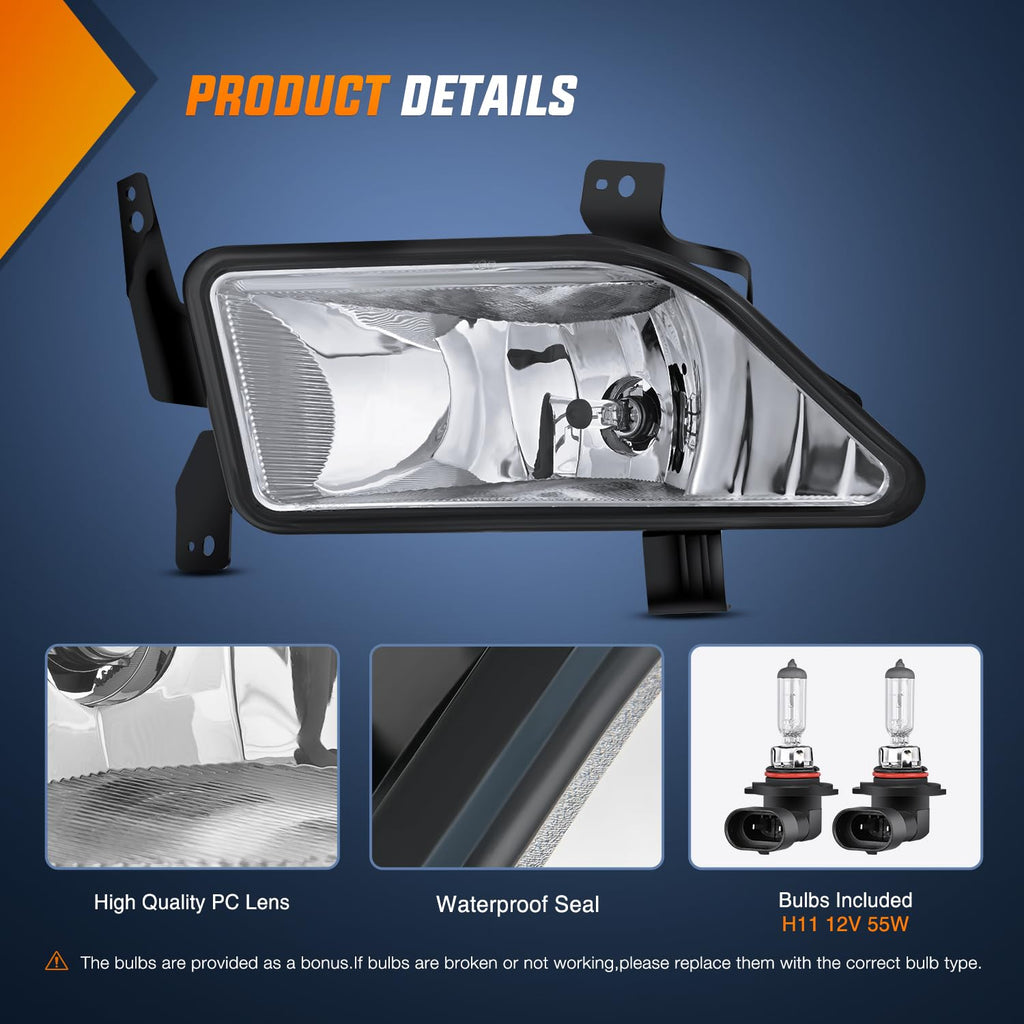 Nilight Fog Lights Assembly Compatible with 2006 2007 2008 Honda Pilot