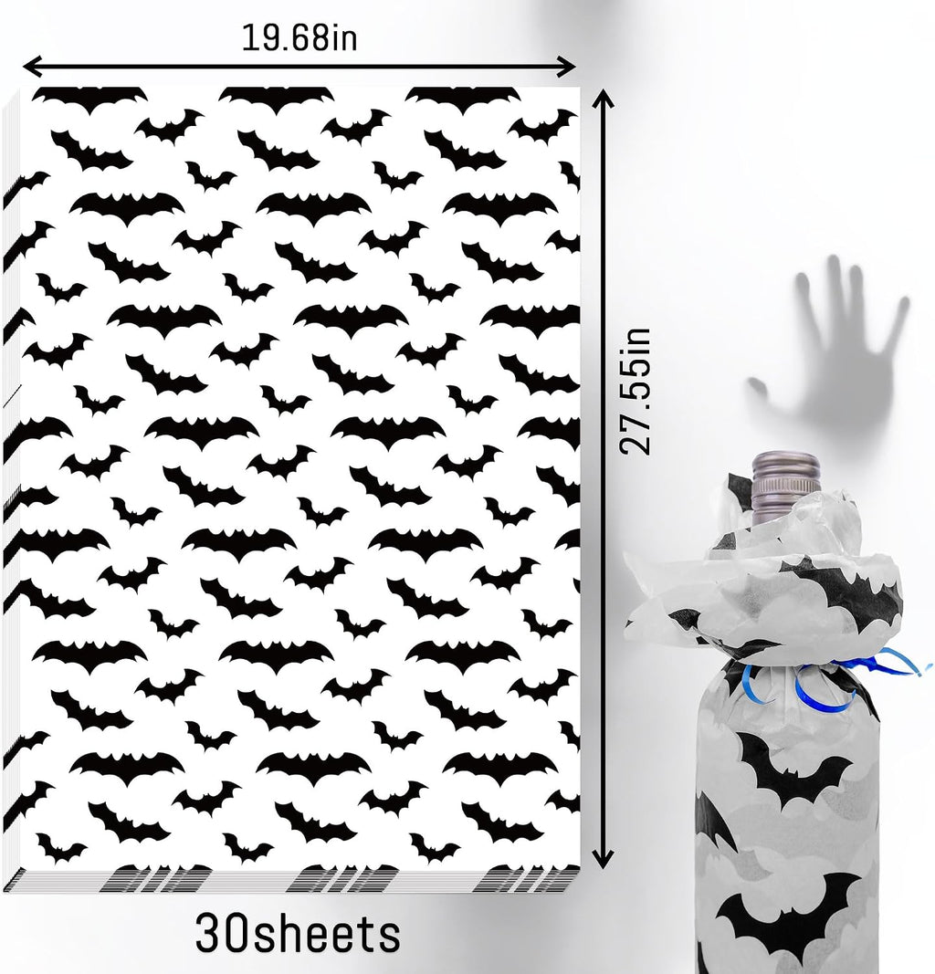 Large Black Bat Tissue Paper Bulk, 28 x 20 Inch