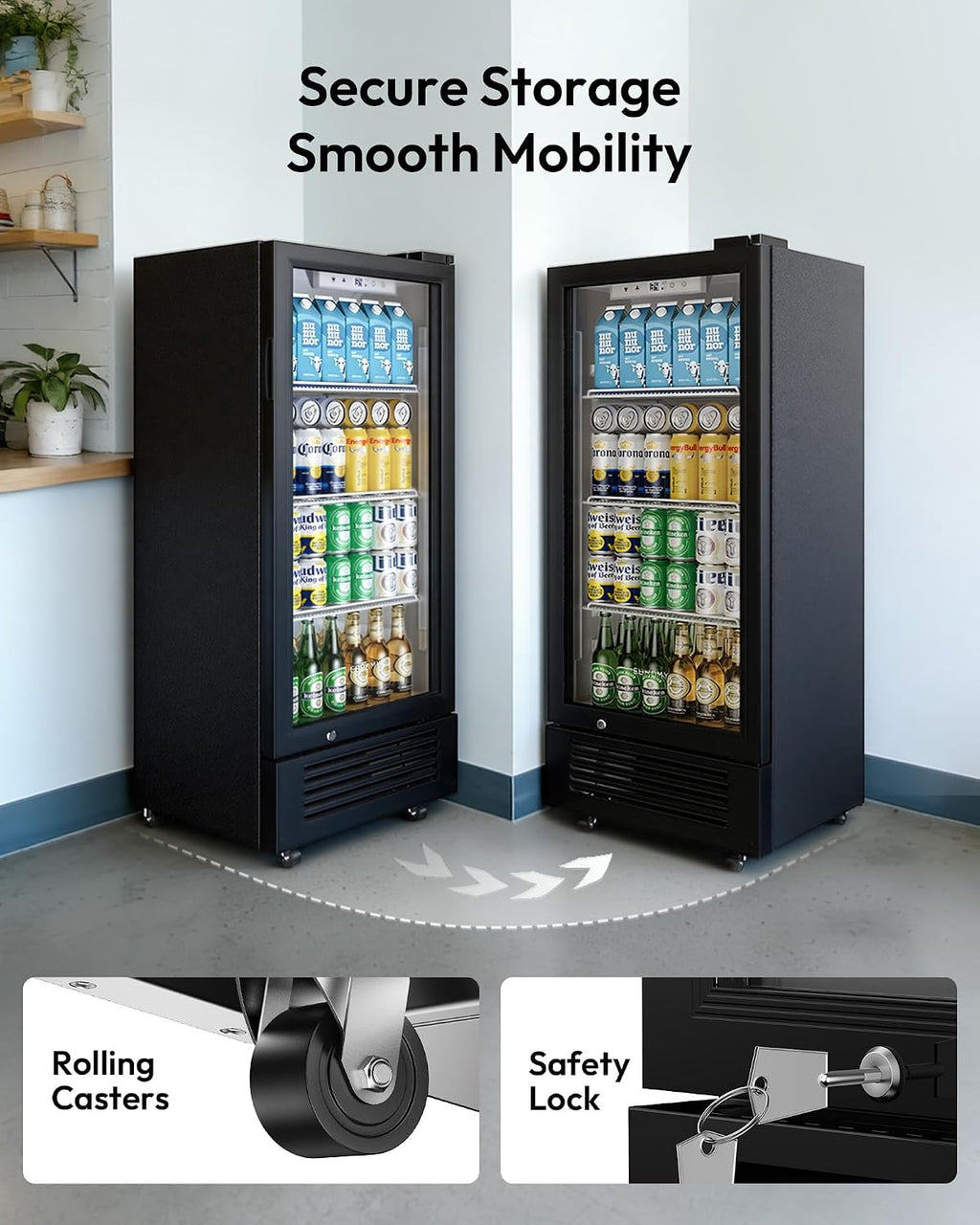 6 Cu.Ft Commercial Refrigerators, Beverage Refrigerator with Lock