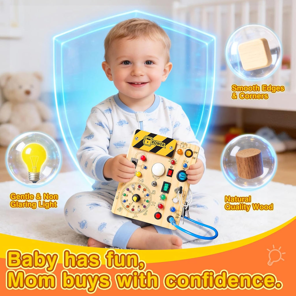 Busy Board for Toddlers - Montessori Educational Toy for 1-3 Year Old Boys & Girls | Travel-Friendly Sensory Learning