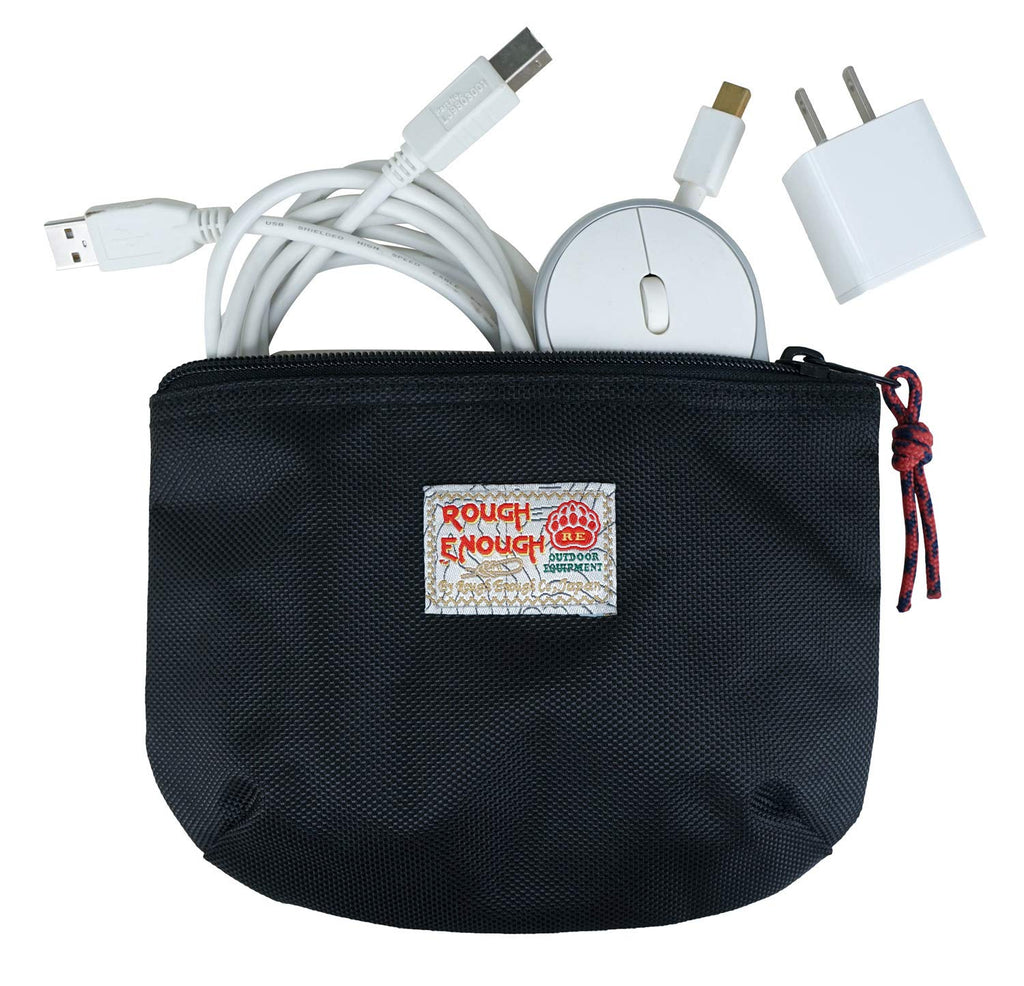 Rough Enough Small Tech Storage Pouch EDC Travel Cable Organizer, Black