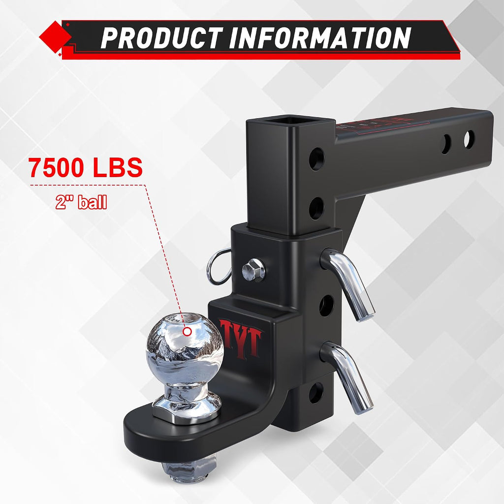 Adjustable Trailer Hitch Ball Mount for 2 Inch Receiver