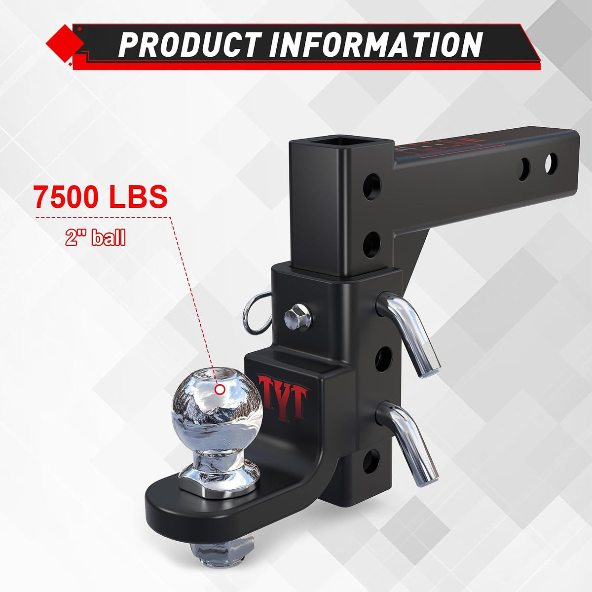 Adjustable Trailer Hitch Ball Mount for 2 Inch Receiver