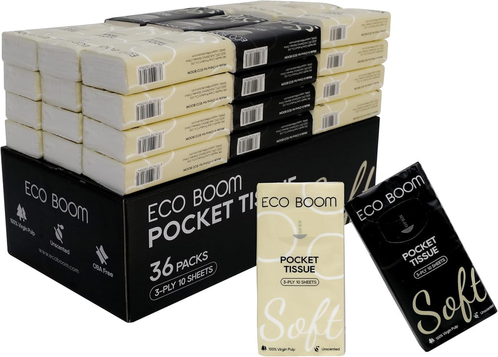 36 Packs Travel Size Pocket Tissues, 3-Ply Soft Facial Tissues