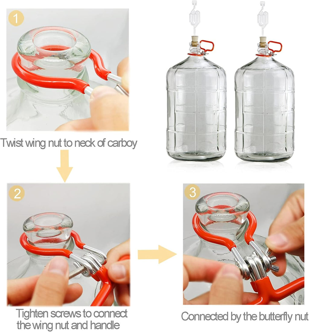 Carboy Handle, 2 Pack Carboy Carrying Handle Heavy Duty Carboy Holder for Smooth Neck 3 Gallon 5 Gallon 6 Gallon 6.5