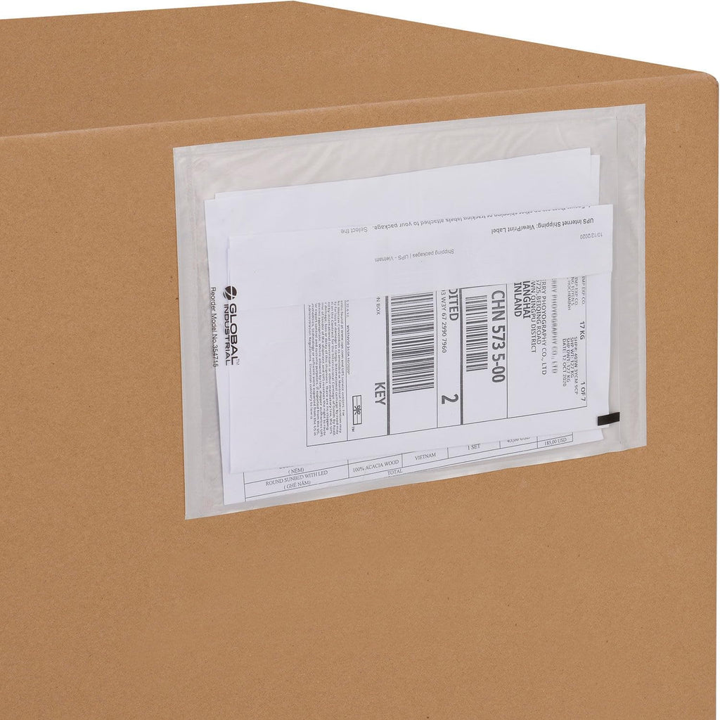 Side Opening Packing List Envelopes with Adhesive Backing, 2 Mil Thick, 10"L x 7"W, Clear, 500/Pack, Tamperproof