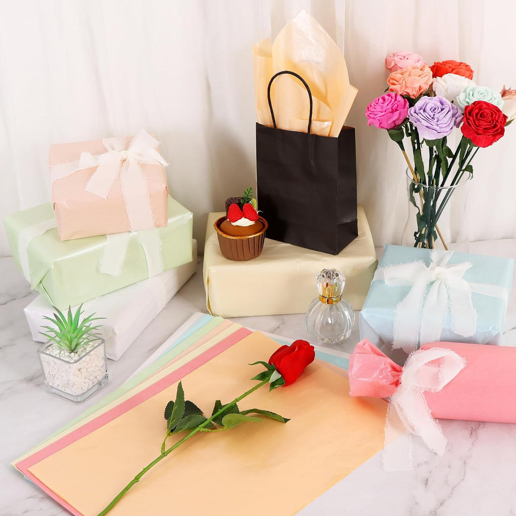 70 Sheets Pastel Metallic Glitter Tissue Paper Bulk for Gift Wrap