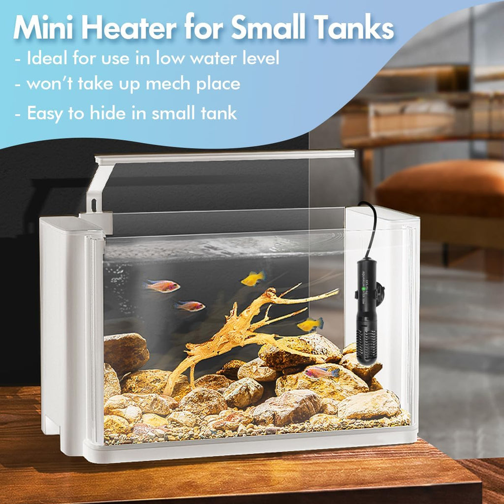 25W Small Submersible Aquarium Heater, Constant Temperature Betta Fish Tank Heater of 78℉for 1-6 Gallons Freshwater &