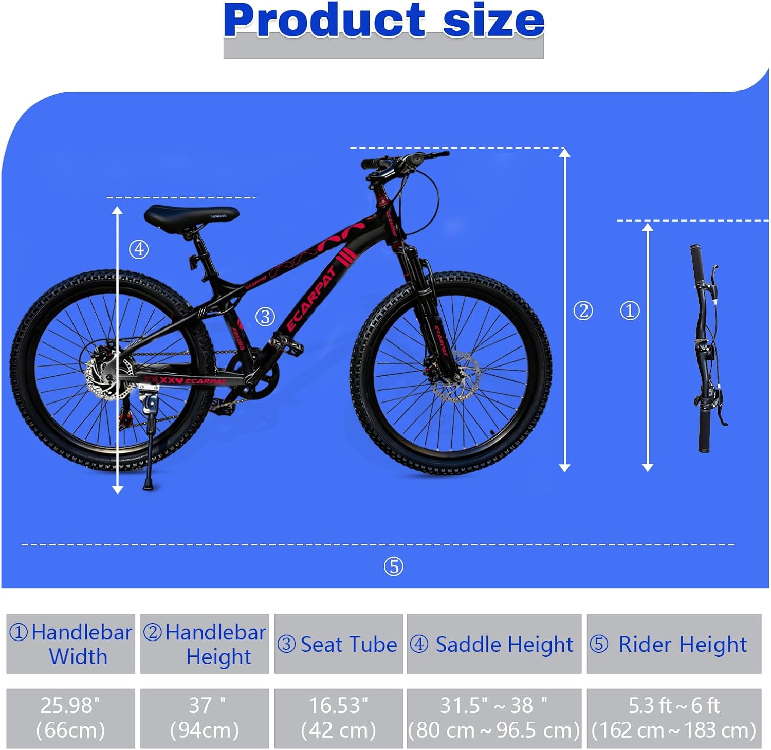 Hardtail Mountain Bike, 26 Inch Wheels Outdoor Cycling Bike, 7-Speed Trigger Shifter, Knobby Mountain Tires
