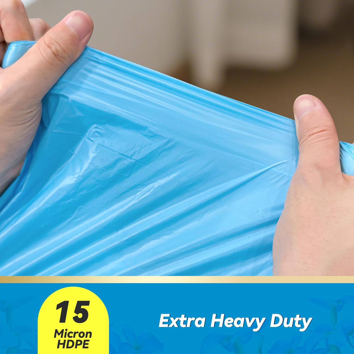 300 Count 15 Micron Extra Thick 4 Gallon Drawstring Small Trash Bags, Sturdy & Tear-Resistant Small Garbage Bags for