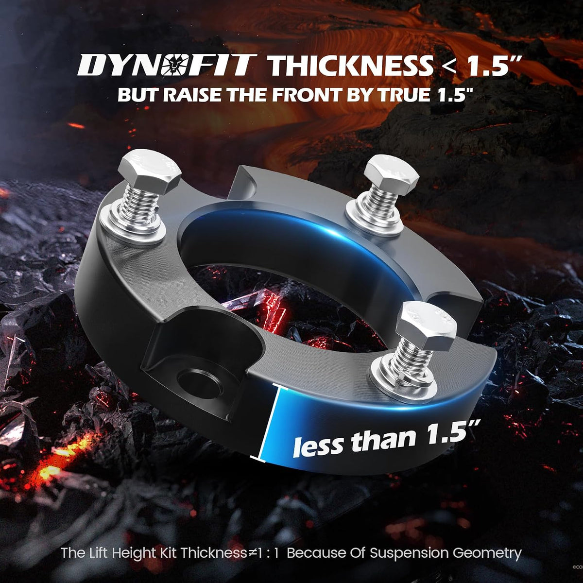 Dynofit 1.5" Leveling Kit for Toyota Tacoma (2005-2023), 4Runner (2003-2024) & FJ Cruiser (2007-2015) - 2Pcs Forged Aluminum Strut Spacers Work on Shock Absorber, Lifts Front Suspension 1-1/2 Inch
