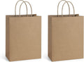 Gift Bags with Handles 8x4.25x10.5 Inch Brown 100 Pack Bulk