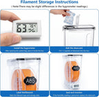 4-Pack Filament Storage Box with Digital Hygrometer, Airtight Dustproof 3D Filament Dry Box for 1kg 1.75mm PLA ABS