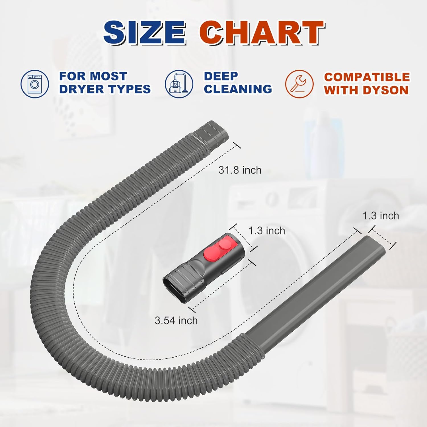 Dryer Vent Cleaner Kit Compatible with Dyson Dryer Lint Vacuum Attachment for Dyson V7 V8 V10 V11 V12 V15 etc
