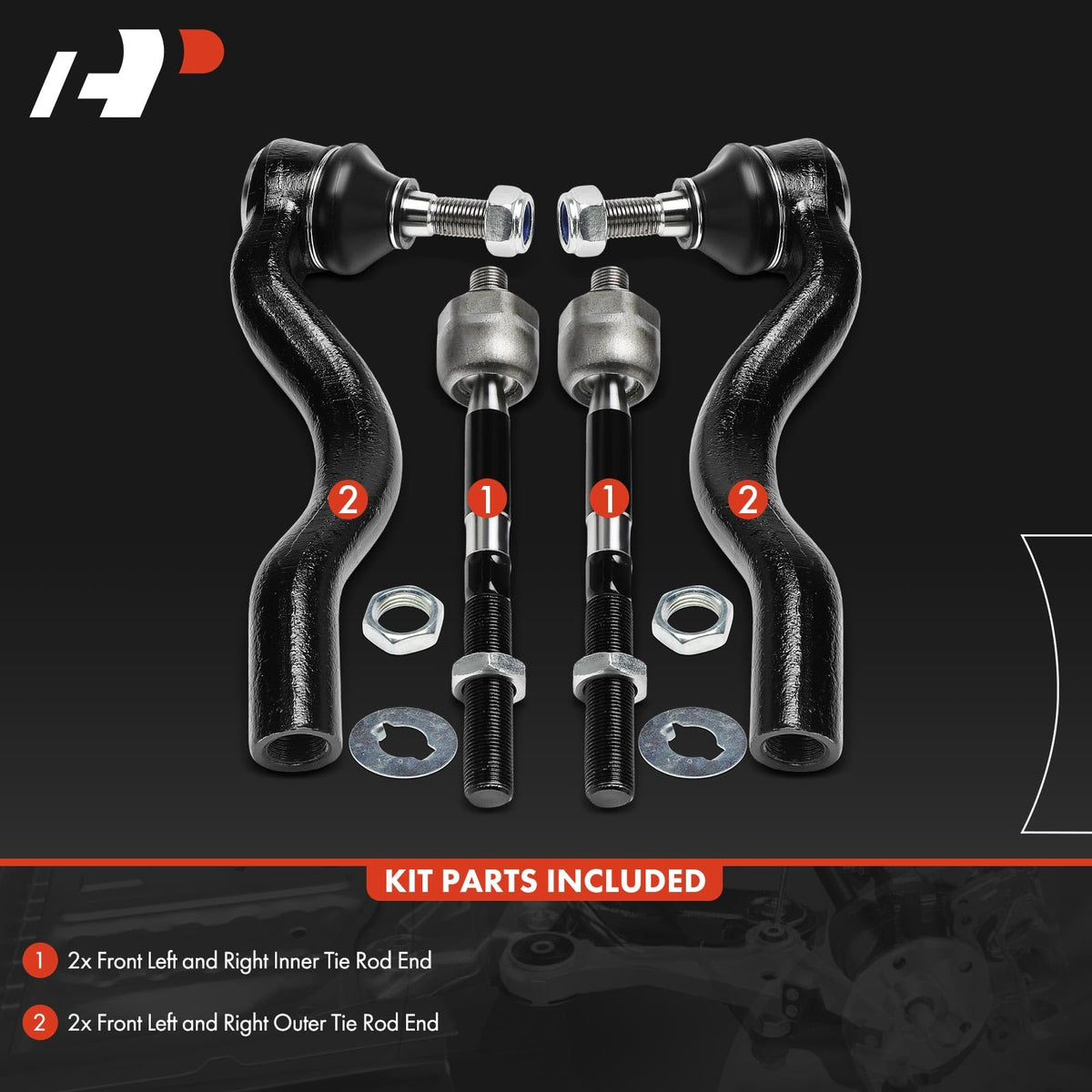 A-Premium Front Inner Outer Tie Rod End Kit Fix Uneven Tire Wear