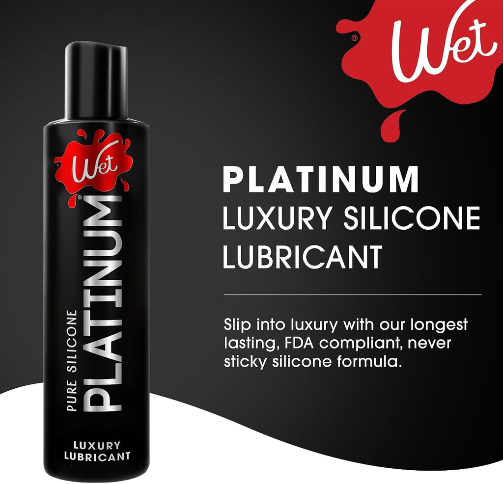 Wet Platinum Silicone Lube, Ultra Smooth, Long Lasting Glide - 3 Fl Oz