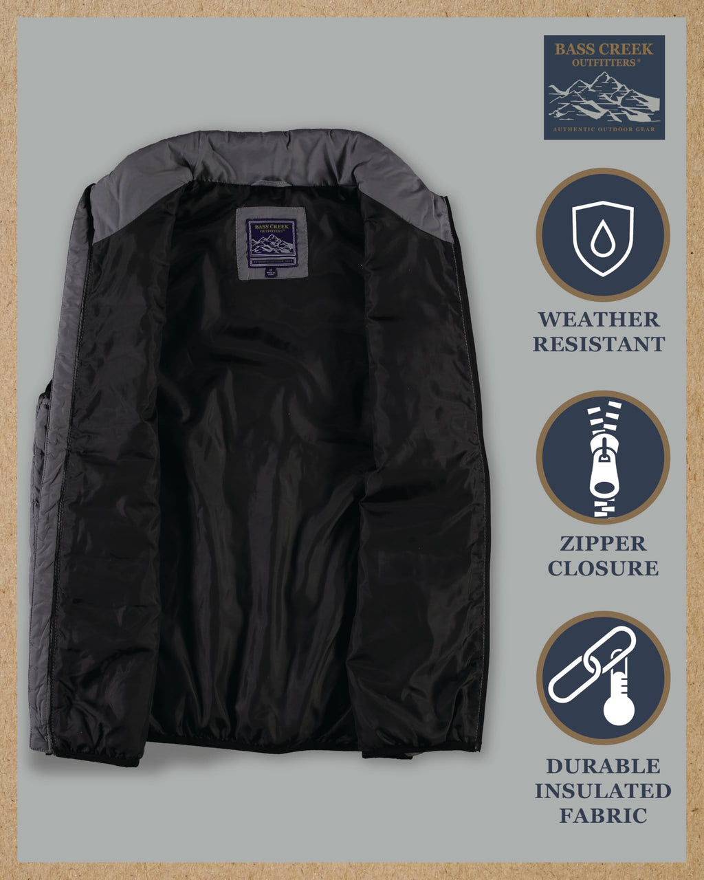 Mens Packable Puffer Vest, Down Alternative