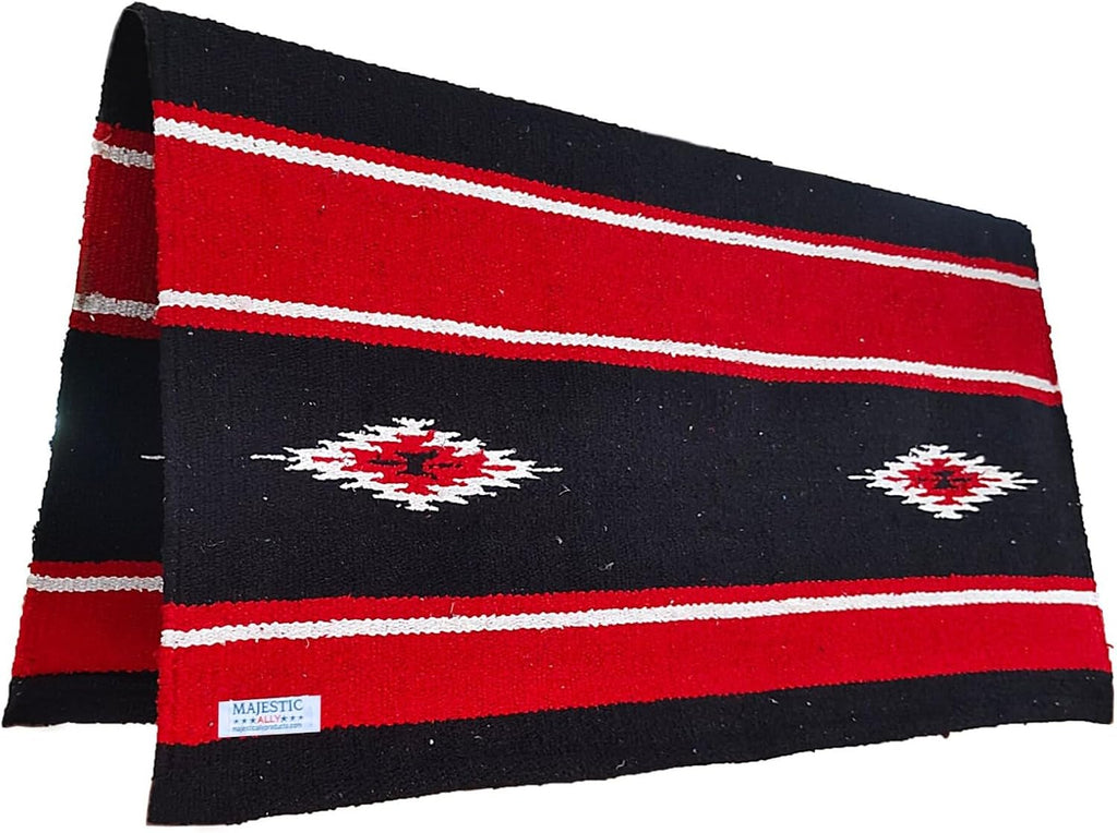 36"x34" Navajo Design Acrylic Saddle Blanket for Horses - 2.4 lbs (Red and Black)
