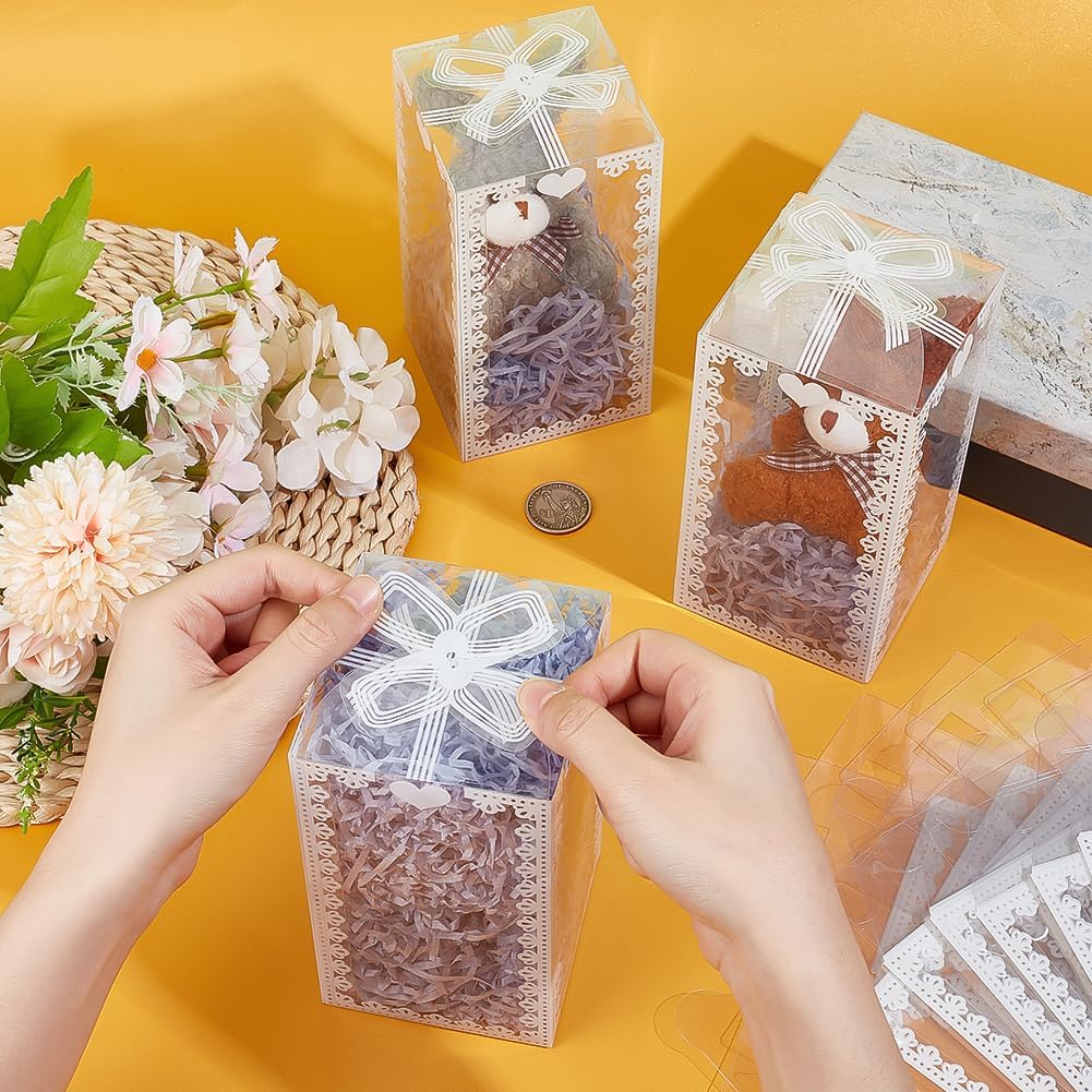 50Pcs 3x3x5.9inch Transparent PVC Favor Boxes
